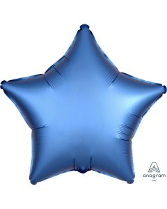 19" Azure Satin Luxe Star Foil Balloon Unpackaged Anagram