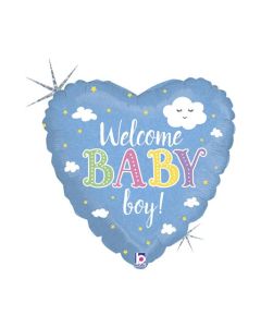 18" Foil Balloon Welcome Baby Boy Holo Grabo
