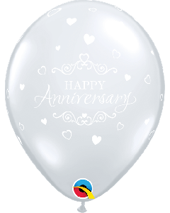 11" Diamond Clear Anniversary Classic Hearts 25pk Qualatex