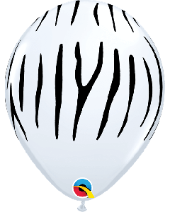 11" White & Black Zebra Stripes Latex 25pk Qualatex