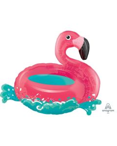 30" Pink Floating Flamingo SuperShape Foil Balloon Anagram