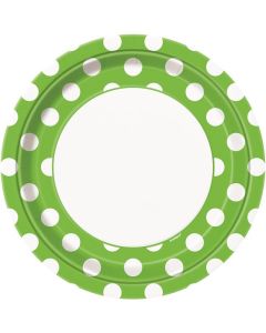 Lime Green Dots 9" Round Plates 8pk Unique