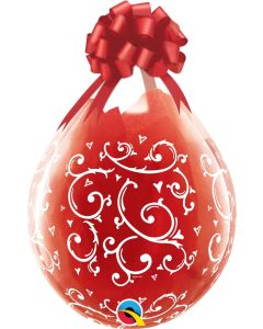 18" Latex Suffing Balloons Diamond Clear  Filigree & Hearts-A-Round 25Pk Qualatex
