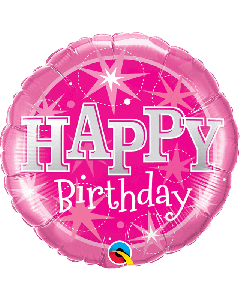 18" Pink Birthday Sparkle Round Foil Qualatex
