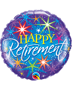 18" Blue & Purple Retirement Round Foil Qualatex