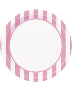 Lovely Pink Stripe 9" Round Plates 8pk Unique