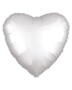 18" White Satin Luxe Heart Foil Balloon Unpackaged Anagram