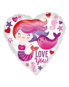 18" Love You Mermaid Heart Foil Balloon Anagram
