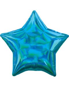 19" Cyan Iridescent Star Foil Balloon Anagram