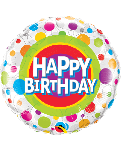18" FOIL ROUND HAPPY BIRTHDAY COLORFUL DOTS - 41136/1