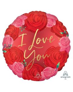 18" I Love You Roses Satin Luxe Round Foil Balloon Anagram