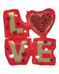 27" Love Animal Print Supershape Foil Balloon Anagram
