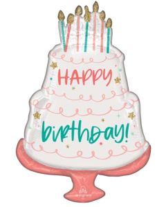 Happy Birthday Cake Supershape Foil Balloon Anagram