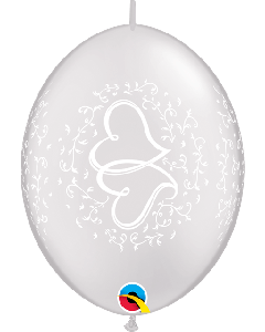 12" Pearl White Entwined Hearts Q-Link Latex 50pk Qualatex