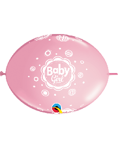 12" Pink Baby Girl Dots Q-Link Latex 50pk Qualatex