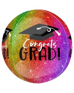 Ombre Sparkle Congrats Grad! 15" Orbz Balloon Anagram