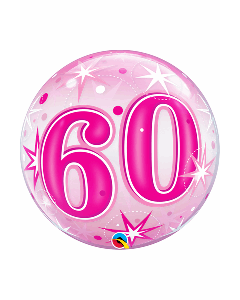22" Pink Age 60 Bubble Qualatex