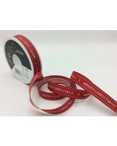 15mm Christmas Wishes Ribbon 20m Reel Red