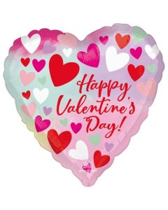 18" Happy Valentine's Day Pastel Heart Foil Balloon Anagram
