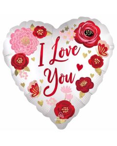 18" I Love You Flower Satin Luxe Foil Balloon