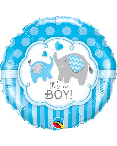18" FOIL ROUND IT'S A BOY ELEPHANTS - 45109/1