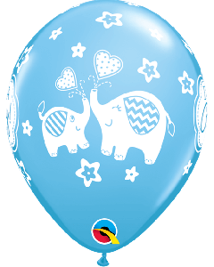 11" Pale Blue It’s a Boy Elephants Latex 25pk Qualatex