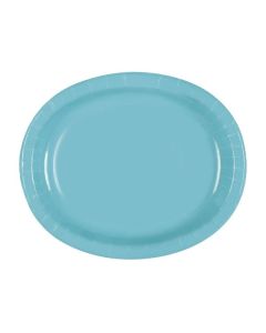 Terrific Teal Oval Plates Pk8 Unique