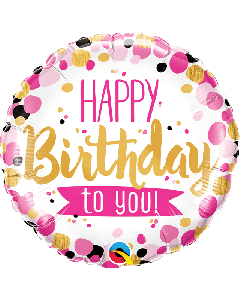 18" Foil Round Happy Birthday To You Pink & Gold