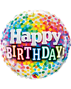 18" FOIL ROUND BIRTHDAY RAINBOW CONFETTI - 49496/1
