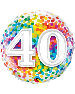 18" FOIL ROUND 40 RAINBOW CONFETTI - 49532/1