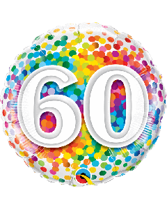 18" FOIL ROUND 60 RAINBOW CONFETTI - 49548/1