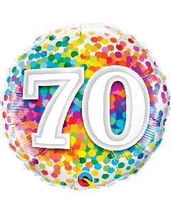 18" FOIL ROUND 70 RAINBOW CONFETTI - 49556/1