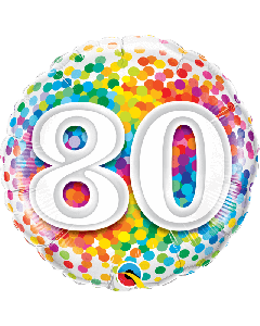 18" FOIL ROUND 80 RAINBOW CONFETTI - 49559/1