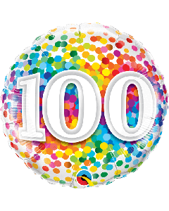 18" FOIL ROUND 100 RAINBOW CONFETTI - 49565/1