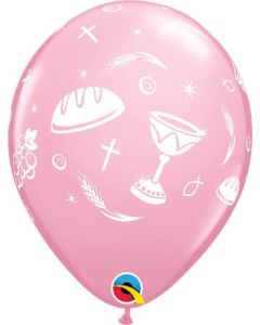 11" Communion Pink Balloons Pk25 Qualatex