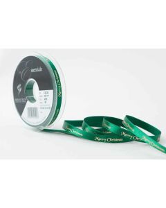 10mm Merry Christmas Ribbon 20m Reel Hunter Green