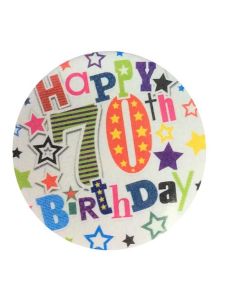 Age 70 Multi Coloured Small Birthday Badge 6pk Simon Elvin