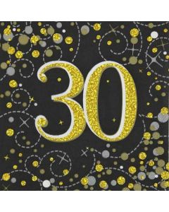Age 30 Black & Gold Sparkling Fizz Napkins Oaktree