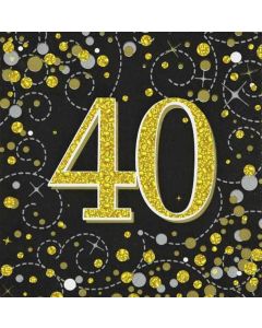 Age 40 Black & Gold Sparkling Fizz Napkins Oaktree