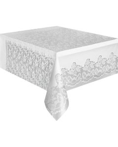 White Lace Plastic Table Cover Unique