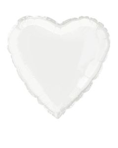 18" White Heart Foil Balloon Unpackaged Unique