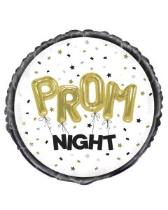 18" Gold & Black Prom Night Round Foil Unique