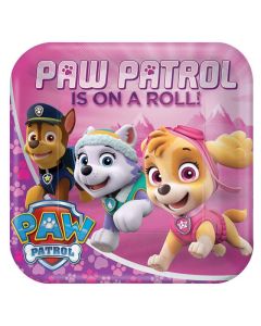 Pink Paw Patrol 23cm Square Plates 8pk Amscan