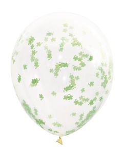 16" Clear Shamrock Confetti Latex Pk5 Unique