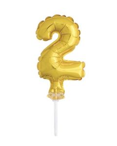 5" Gold Foil Balloon Cake Topper - Number 2