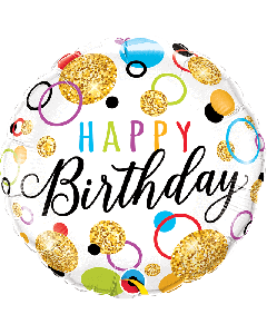18" FOIL ROUND BIRTHDAY GLITTER DOTS - 57292/1