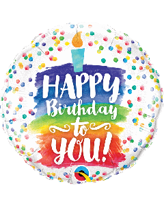 18" FOIL ROUND HAPPY BIRTHDAY TO YOU RAINBOW CAKE - 57298/1