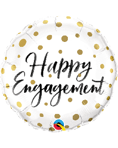 18" FOIL ROUND HAPPY ENGAGEMENT GOLD DOTS - 57310/1