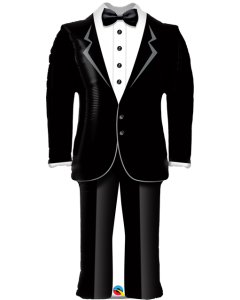 39" Black Grooms Tuxedo SuperShape Foil Qualatex
