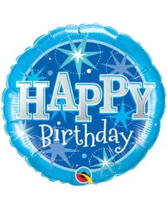 09" Round Bday Blue Sparkle Foil Balloon Qualatex